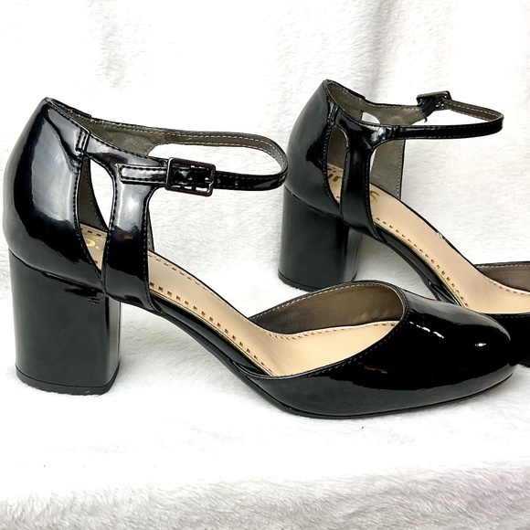 SAM EDELMAN Black Jensen Patent Leather Block Heel Mary Jane Style Pump Size 9.5 - Picture 9 of 14